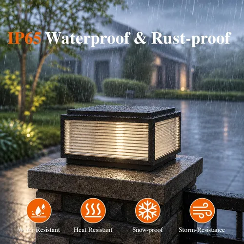 Miniatura 3 de Lámpara de porche al aire libre, luz grande de pilar de columna de puerta negra de 19.68 pulgadas Modern Black Waterproof Pedestal Bollard