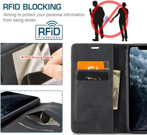 Miniatura 3 de japezop Funda para iPhone 11 Pro, iPhone 11 Pro funda tipo cartera para mujeres u hombres con [bloqueo RFID] soporte para tarjetas de crédito, funda