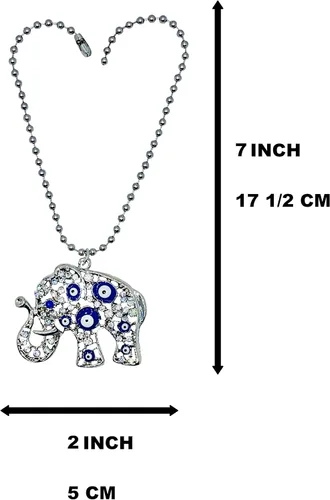 Miniatura 2 de LUCKBOOSTIUM Elegante adorno colgante de elefante plateado en cadena de bolas, dije y signo de buena suerte y bendición, accesorios decorativos