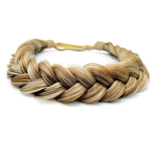 Miniatura 11 de Diadema trenzada sintética clásica de cabello con hebras anchas para boda, trenzas esponjosas desordenadas, banda para peluca, accesorio de belleza
