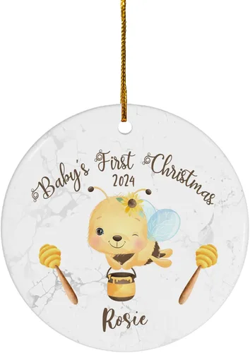 Miniatura 13 de FLOCHIL Adorno Personalizado de Primera Navidad del Bebé 2024 Niño, Adorno Colgante de Elefante de Porcelana Elefante 2
