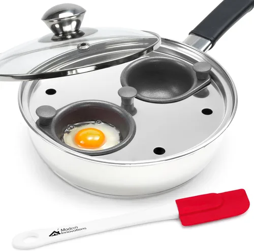 Sartén antiadherente para escalfar huevos, 2 tazas de huevos escalfados, fácil de cocinar huevos escalfados de acero inoxidable, Perfect Eggs