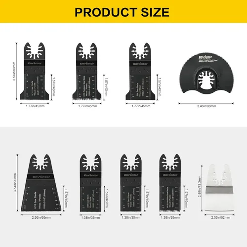 Miniatura 7 de Enventor 45 piezas de hoja de herramienta oscilante, madera, metal, corte de plástico, kit universal de hoja de sierra multiherramienta compatible