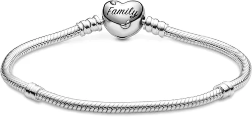 Miniatura 3 de PANDORA Pandora Moments - Pulsera de cadena de serpiente con cierre de corazón y árbol genealógico transparente pulsera de plata de ley 925