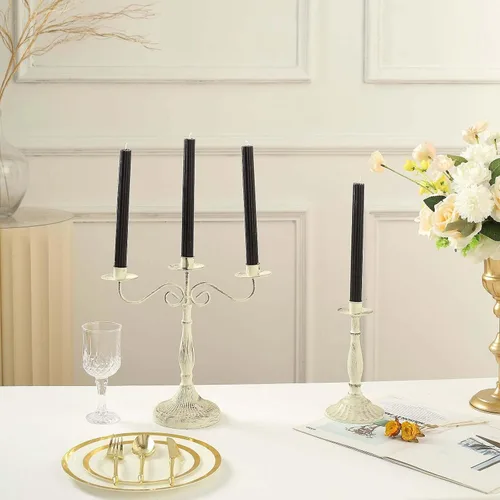 Miniatura 6 de Efavormart Paquete de 5 Velas cónicas negras premium sin aroma de 9" con mecha acanalada, velas altas de cera para cena Negro
