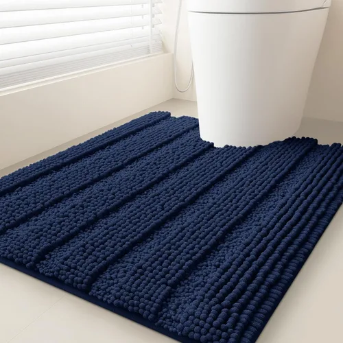 Miniatura 88 de ACCUMTEK - Juego de alfombras de baño a rayas beige de 3 piezas, ultrasuaves, antideslizantes de chenilla, alfombras de baño mullidas y absorbentes