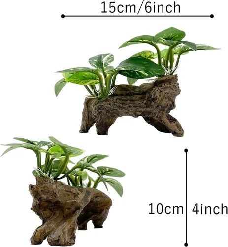 Miniatura 4 de Decoraciones de pecera, adornos de decoración de acuario, almohadilla de hoja de seda Betta, hamaca artificial de madera flotante, cueva de peces