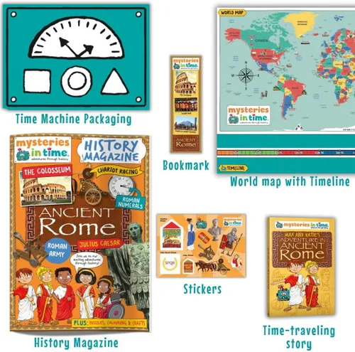 Miniatura 2 de Mysteries in Time Ancient Rome - Paquete de actividades romanas para niños de 6 a 11 años, con libro de historia y revista, perfecto para avión