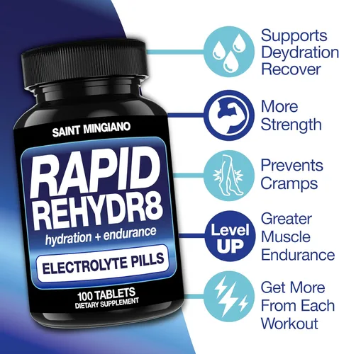 Miniatura 4 de Rapid Rehydr8 - Suplementos de electrolitos – Ayuda en la prevención de calambres y apoya la resistencia muscular y la recuperación – 100 cápsulas