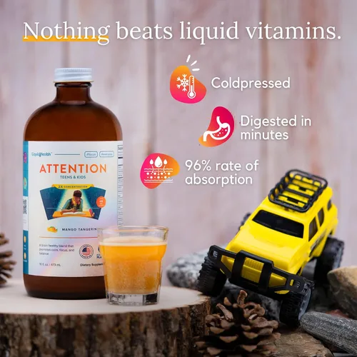 Miniatura 9 de LIQUIDHEALTH Calcio con magnesio apoyo articular + atención de los niños, calma y enfoque paquete de suplemento de apoyo de memoria para niños