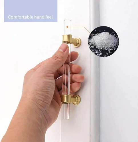 Miniatura 3 de homdiy LS9165GD76 - Tiradores acrílicos de latón cepillado para cajones, manijas de gabinete transparentes para cajones de tocador, manijas