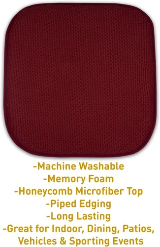 Miniatura 97 de Sweet Home Collection Cojines de espuma viscoelástica para silla, goma antideslizante y diseño de panal de abejas y esquinas redondeadas de 16 x 16