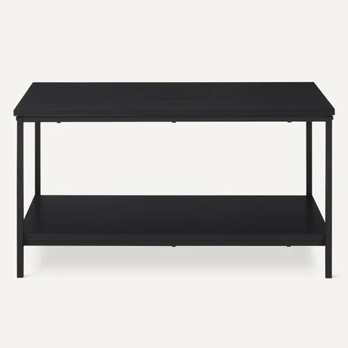 Miniatura 6 de Amazon Basics - Mesa auxiliar con estante inferior, mesa lateral para sala de estar, marco de acero, madera negra