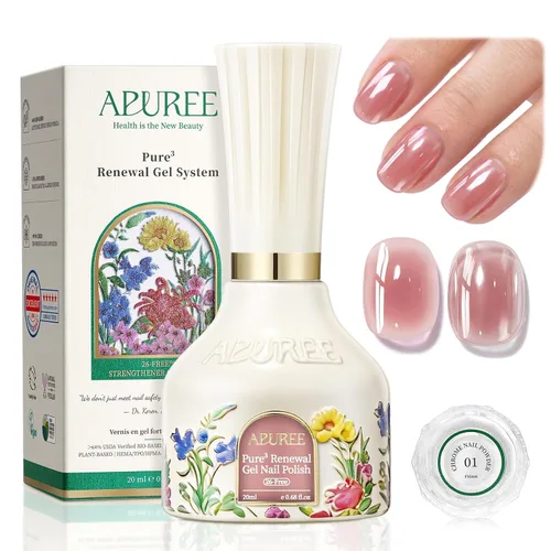Miniatura 10 de APUREE Esmalte de uñas de gel fortalecedor: ámbar traslúcido Certificado USDA de base biológica Calidad de salón libre de HEMA Esmalte de gel