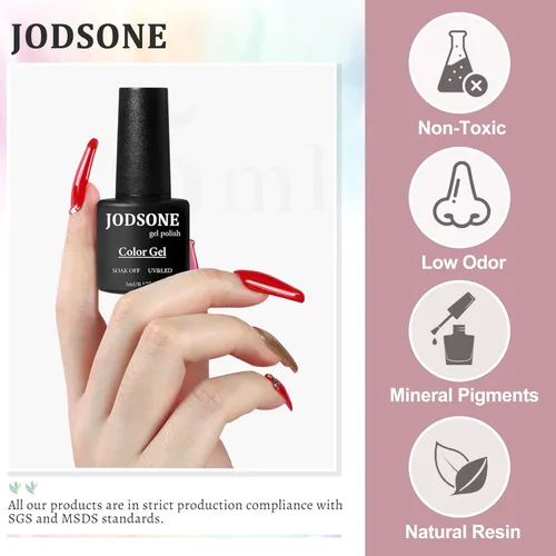 Miniatura 6 de JODSONE Juego de 36 esmaltes de uñas de gel, 32 colores, capa base, capa superior brillante mate y purpurina, juego de esmalte de uñas verde, azul