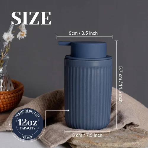 Miniatura 2 de INGOFIN Dispensador de Jabón Espumoso Cerámico - Dispensador de Jabón de Mano de 12oz Espumoso para Baño, Dispensador de Platos Moderno y Recargable