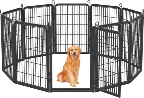 Miniatura 14 de Corralito para perros, 40 pulgadas de altura, 14 paneles con umbral bajo, puerta completa y doble cerradura, cerca para perros al aire libre