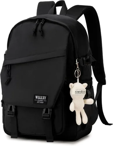 Caoroky knight Mochila para portátil universitaria para hombres y mujeres, mochila grande para libros, ligera, mochila de viaje y día a día, Negro,