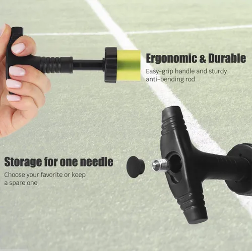 Miniatura 5 de Bomba de mano para pelotas – Bomba de aire portátil con aguja de 3 piezas y estuche compacto – Inflador deportivo pequeño – Voleibol, fútbol