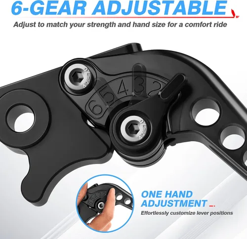 Miniatura 2 de MICTUNING Palancas de embrague de freno corto CNC para motocicleta, 6 engranajes ajustables compatibles con Kawasaki Ninja Honda CBR Ducati Yamaha