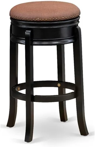 East West Furniture AMS030-112 Amherst - Taburete moderno para mostrador – Forma redonda de piel sintética marrón tostado tapizado para encimera de