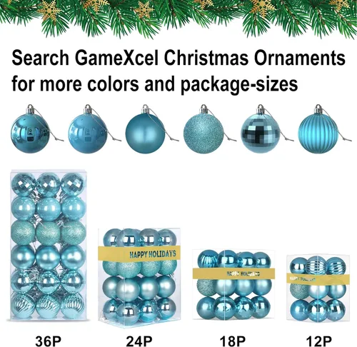 Miniatura 7 de Bolas de Navidad Grandes de 3.2" en Azul Bebé - Adornos para Árbol de Navidad, Bolas Colgantes Inastillables para Cumpleaños, Halloween, Boda