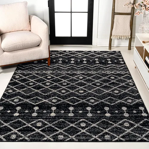 Miniatura 14 de JONATHAN Y Aksil - Alfombra marroquí Beni Souk negro/crema, 2 x 8 pies, bohemio, escandinavo, fácil limpieza para sala de estar, dormitorio, cocina