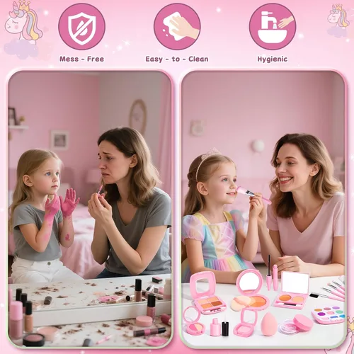 Miniatura 5 de Juego de maquillaje para niños de 3 a 5 años, maquillaje falso para niñas con bolso para niños, kit de maquillaje de juguetes para niñas de 3, 4, 5
