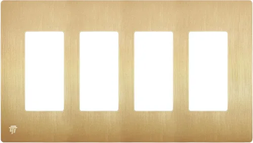Miniatura 50 de ENERLITES Placas de pared decorativas sin tornillos, cubiertas de tomacorrientes seguras para niños, tamaño de 4 posiciones, 4.68" H x 8.30" L, Negro