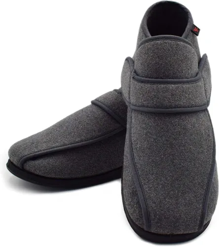 Miniatura 7 de W&LESVAGO Men's Memory Foam Diabetic Shoes, Comfy Warm Plush Fleece House Shoes High-top Wide Width Adjustable Closures Boots for Elderly Arthritis