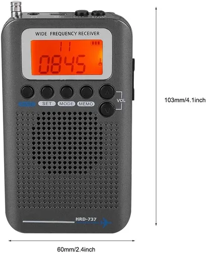 Miniatura 6 de Radio portátil, receptor de radio de banda de avión con 4 modos de búsqueda, antena retráctil y pantalla LCD digital, grabadora de radio de banda