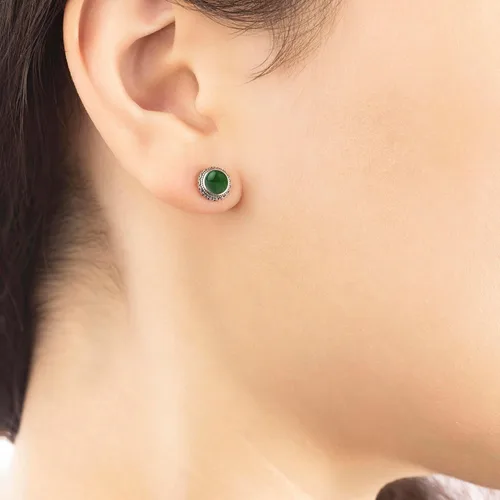 Miniatura 88 de Aretes de plata de ley con piedra natal de cristal real, joyería para mujer, moda occidental 925, envejecida, bohemia, hecha a mano, el mejor regalo