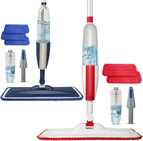 Miniatura 11 de Trapeadores para limpieza de suelos con rociador húmedo con botella recargable de 14 onzas y 2 almohadillas de microfibra lavables, uso doméstico