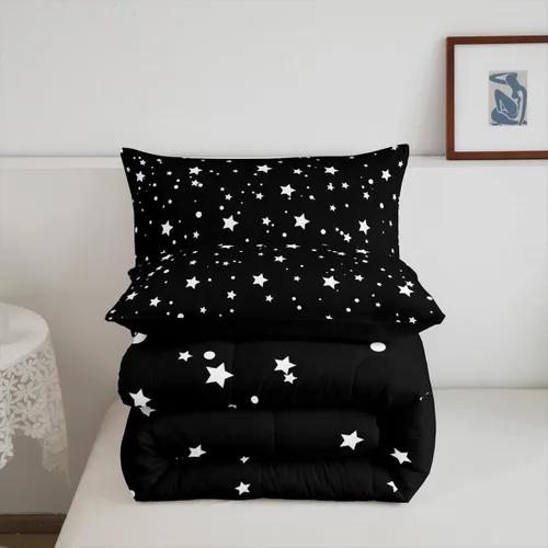 Miniatura 5 de Juego de edredón de cielo estrellado, tamaño King, juego de ropa de cama con estrellas y galaxias para niños y niñas, edredón de plumón del espacio