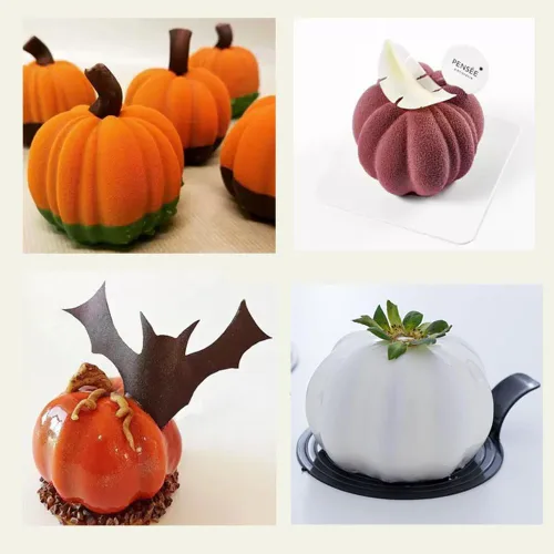 Miniatura 7 de EchoDone Molde de silicona para calabaza, 6 cavidades, molde para hornear cupcakes, bandeja de mousse, moldes para decoración de pasteles de cocina