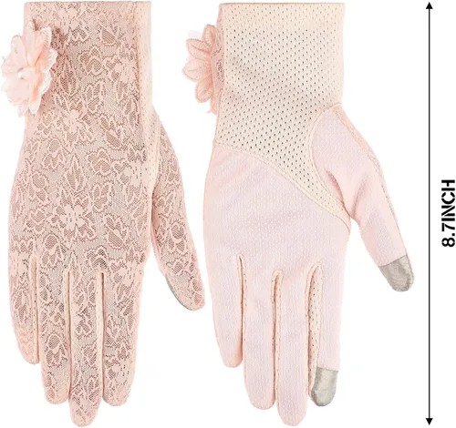 Miniatura 3 de SATINIOR Guantes florales de encaje para mujer, elegantes guantes de encaje cortos, guantes de verano para boda, Halloween, fiesta de cosplay