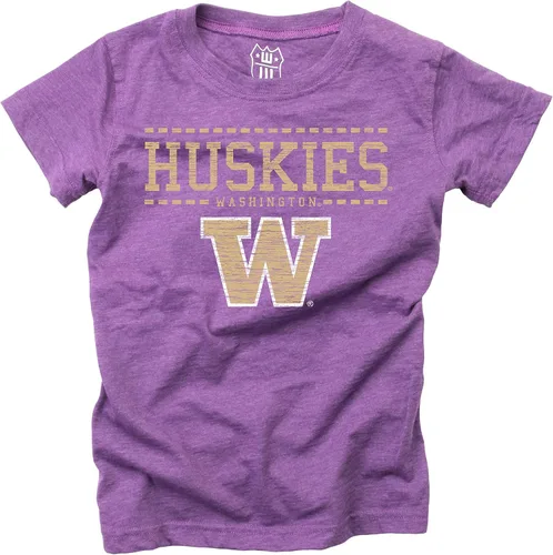 Wes and Willy NCAA - Camiseta mezclada S/S para niñas púrpura (washington huskies purple)