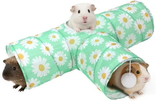 Miniatura 9 de Rypet Túnel de Cobaya de 3 Vías Plegable Túneles y Tubos para Mascotas Pequeñas con Pelota Interactiva para Conejo Bebé Hurón Hámster Chinchilla