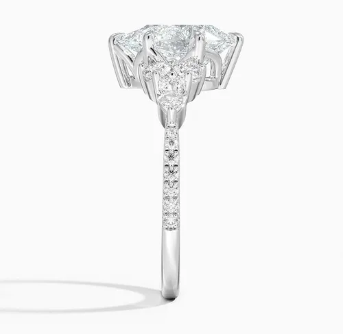Miniatura 2 de IGI - Anillo de compromiso de diamantes creados en laboratorio con diseño de pera blanca de 1.56 quilates con diamantes redondos de laboratorio
