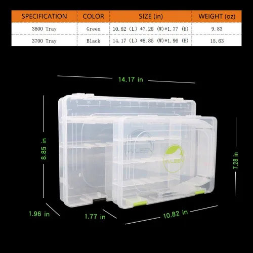 Miniatura 3 de YVLEEN Cajas de aparejos de pesca – 3600 3700 caja de aparejos de plástico con separadores extraíbles – 2 paquetes/4 bandejas de aparejos – Incluye