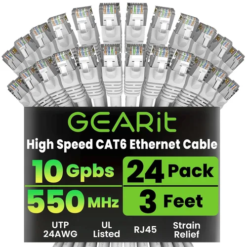 Miniatura 56 de GearIT Cable Ethernet Cat 6 de 1.5 pies y 18 pulgadas (paquete de 24) - Cable de conexión Cat6, cable de conexión Cat 6, cable Cat6, cable Ethernet
