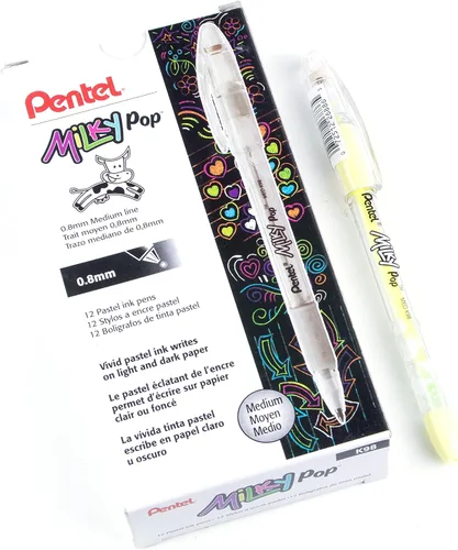 Miniatura 6 de Pentel Milky Pop K98-W - Bolígrafo de gel pastel, línea media (0.031 in), tinta blanca Blanco