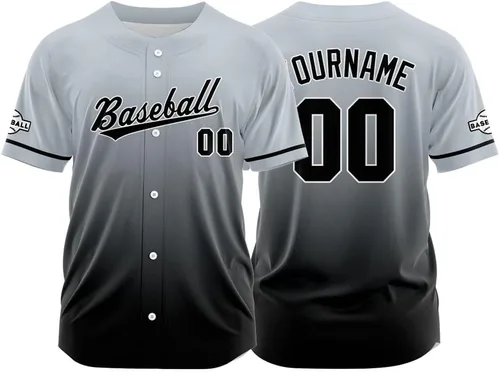 Miniatura 10 de Camiseta de béisbol con degradado personalizado, nombre, número y logotipo personalizados para hombres, mujeres y niños