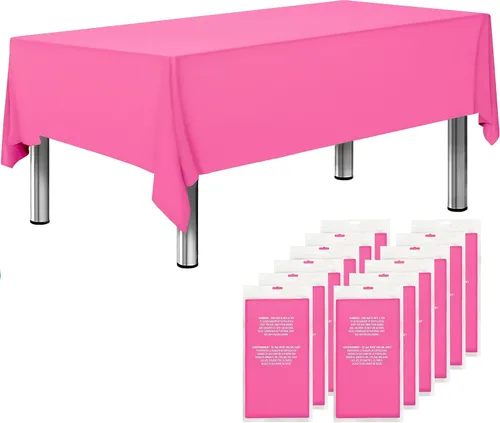 Sonluma - Paquete de 12 manteles de plástico desechables de alta calidad de 108 x 54 pulgadas, para mesas rectangulares de 8 pies de largo, fundas
