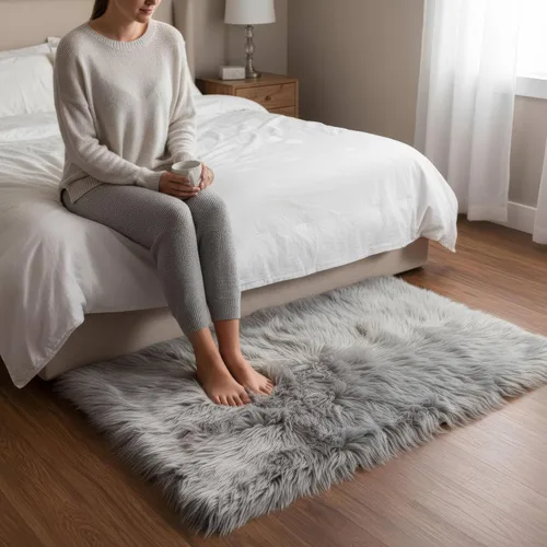 Miniatura 51 de Super Area Rugs - Alfombra de piel de oveja suave y esponjosa Gris oscuro