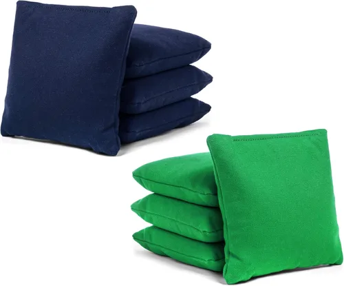 Tailgating Pros Cornhole Bags - Cojines cuadrados con 8 tamaños regulables, 25 colores disponibles azul marino (Navy/kelly)