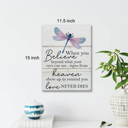 Miniatura 2 de Cita motivacional de libélula inspiradora When You Believe Beyond What Your Eyes Can See - Lienzo decorativo para pared, oficina, hogar, póster