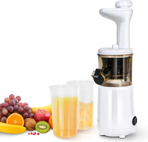 Miniatura 11 de CAYNEL Jugo de prensa en frío compacto y portátil, exprimidor lento con embudo de entrada extra ancho de 1.77 pulgadas para frutas y verduras, Azul