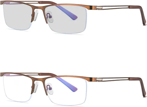 Miniatura 7 de laureles /Gafas de transición para hombre, gafas de lectura fotocromáticas cuadradas de metal con medio marco gris