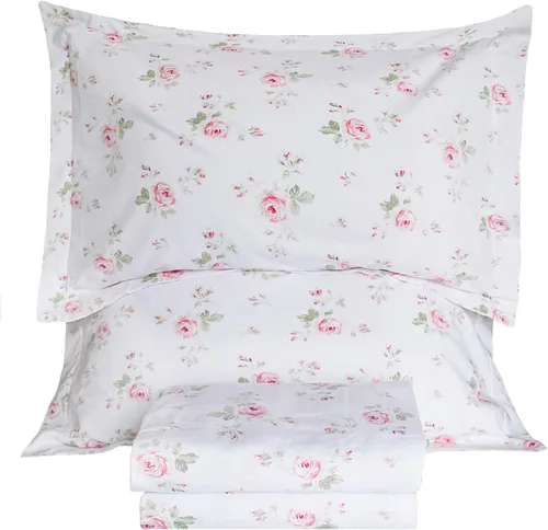 Miniatura 18 de Lady Ann Sábanas florales tamaño King 100% algodón, diseño de flores amarillas y hojas con estampado botánico de plantas, bolsillos profundos, ropa